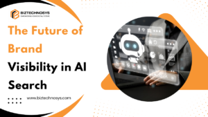 AI search visibility concept with chatbot interface and digital analytics.